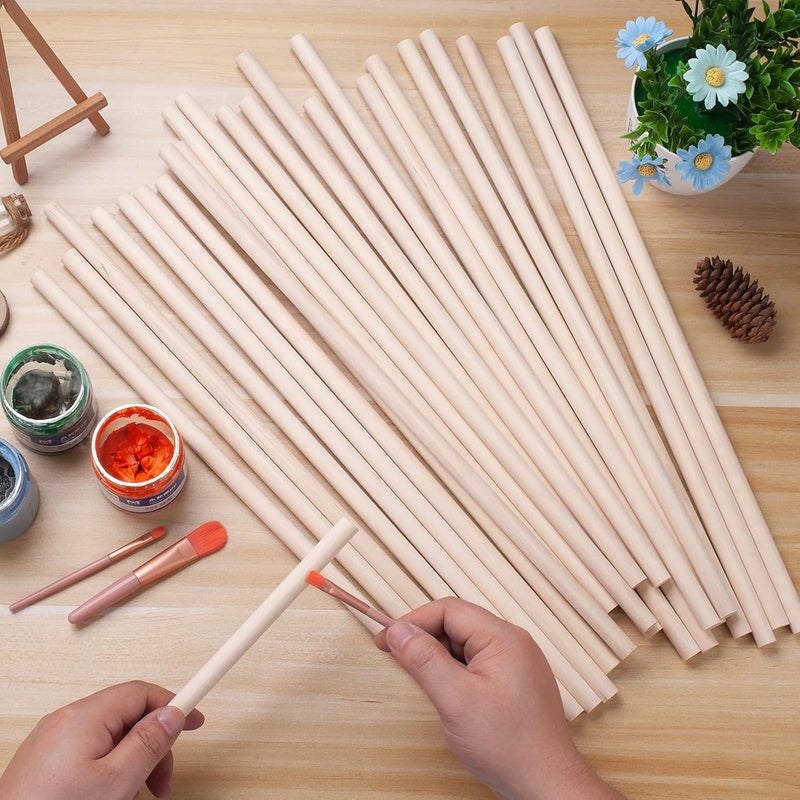Coowayze Wood Dowels Wooden Dowel Rods for Crafts, 25PCS 1/2 x 18 Round Macrame Wooden Sticks for Crafting, Unfinished Hardwood Sticks for Arts and DIYers, Tiered Cake Support and Wedding Ribbon Wands - Image 3